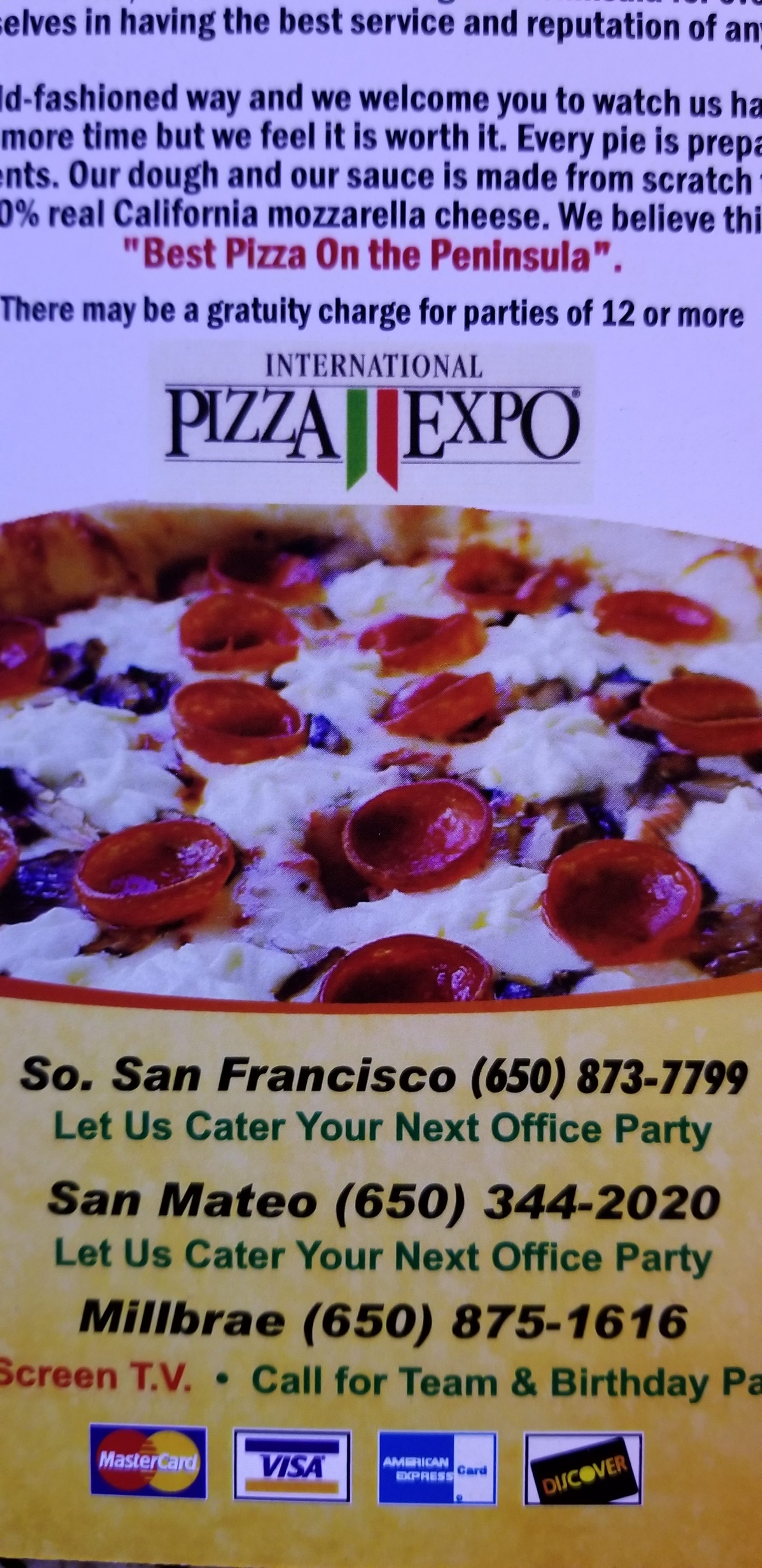 Pizza Catering Zorba's Pizza & Pasta San Mateo Millbrae South